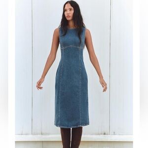 Zara Blue Denim Midi Dress